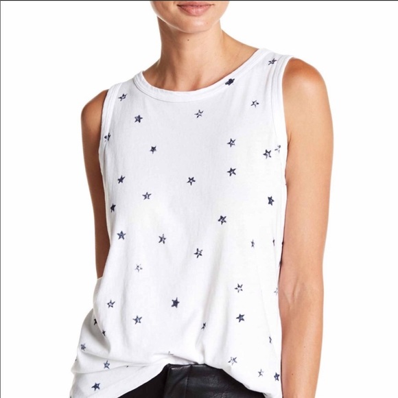 Current/Elliott Tops - Current/Elliott Muscle Tee Sugar Mini Navy Stars/L